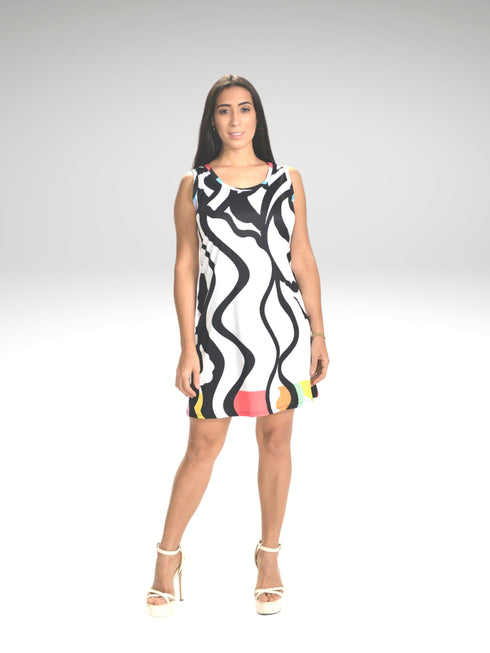 Digital Print Scoop Neck Dress -D2053